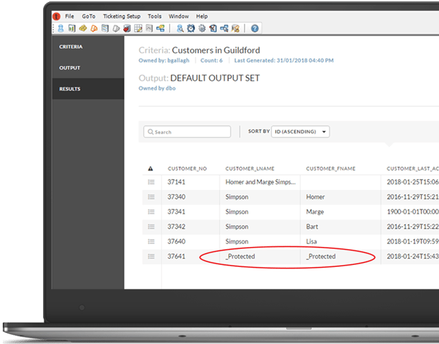 Screenshot - protected individual in a list