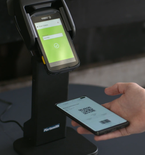 A guest successfully scans their digital ticket using Tessitura's contactless scanning feature for arts and culture organizations.