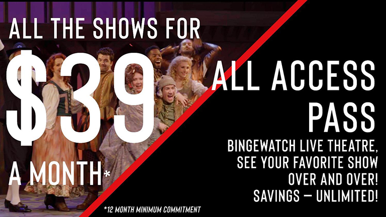 Promotional message for Phoenix Theatre Company's All Access Pass at $39 per month.