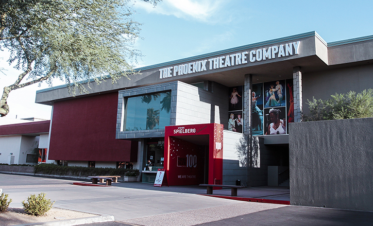 The front entrance and exterior facility of The Phoenix Theatre Company in Phoenix, Arizona