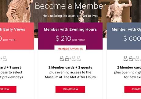 Screenshot reading "Become a member" and various membership levels visible