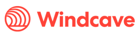 Windcave logo, in a red-orange color, showing a series of concentric curved lines in a circle to the left of the company name. 