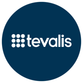 Tevalis logo in navy blue and white