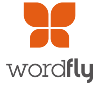WordFly logo in orange and grey