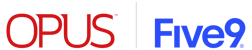 Opus Tech logo in red and affiliated Five9 logo in blue