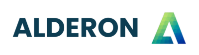 Alderon's logo in navy blue text.