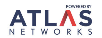 Atlas Networks logo, mainly in navy blue. The second A in Atlas is red.