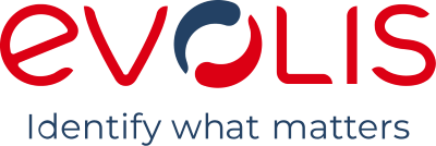 Evolis' logo in red and navy-blue text