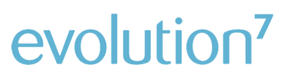 Evolution 7 logo in light blue