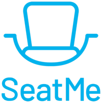 Blue SeatMe logo with seat icon