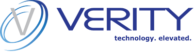 Logo for Verity with subtitle that reads "technology. elevated."