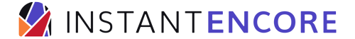 InstantEncore logo with a graphic at left, 'Instant' in black capital letters, and 'Encore' in bolder, dark blue letters.