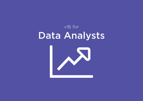 A graph icon with text reading "v16 for Data Analysts"