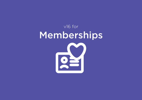 A membership card icon with text reading "v16 for Memberships"