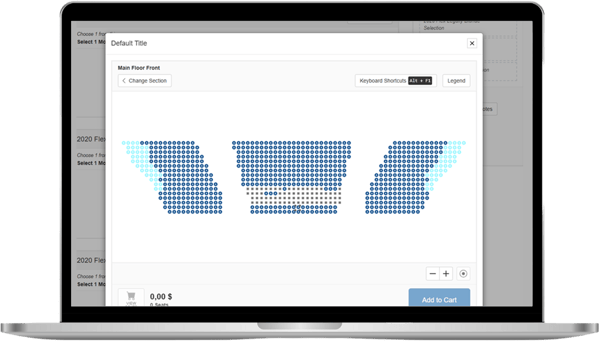 Laptop screenshot of select your own seat functionality