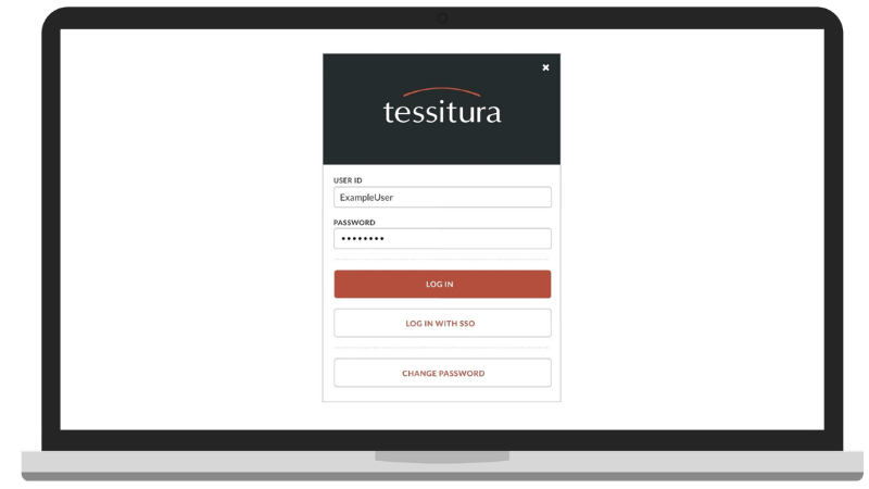 Laptop screenshot of Tessitura single sign-on screen