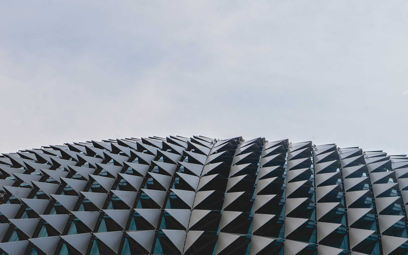 Image of claddings on the exterior of Esplanade’s building.