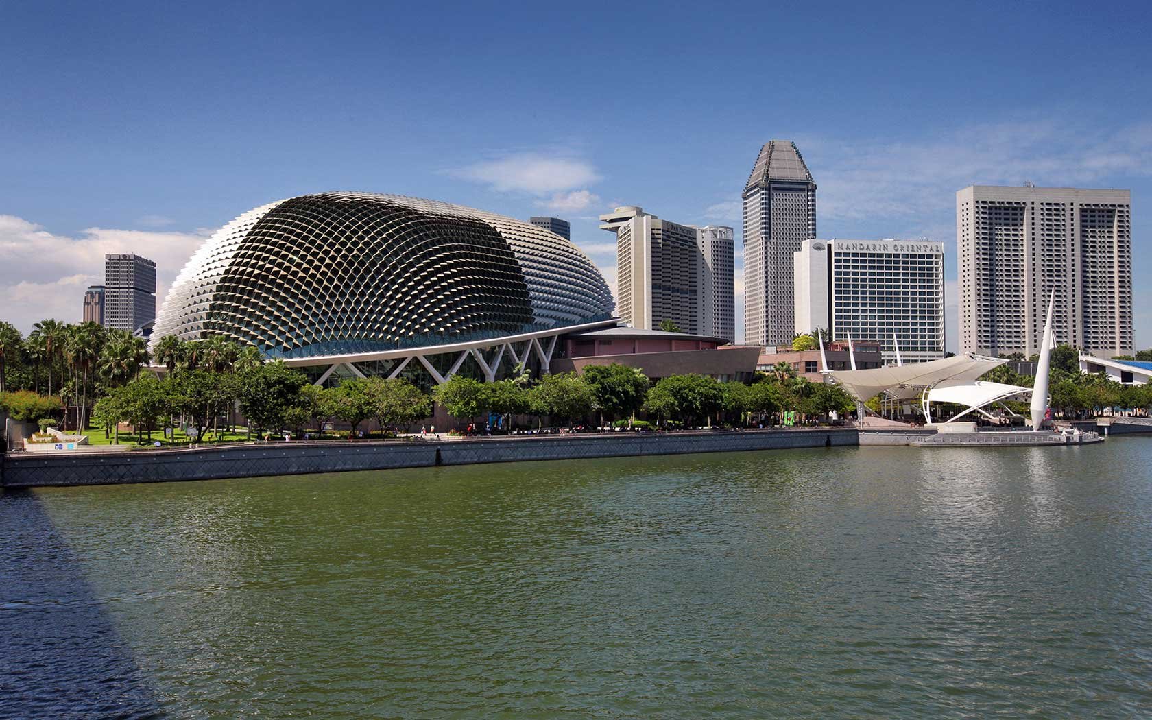 Image of Esplanade and the waterfront taken from across the bay.