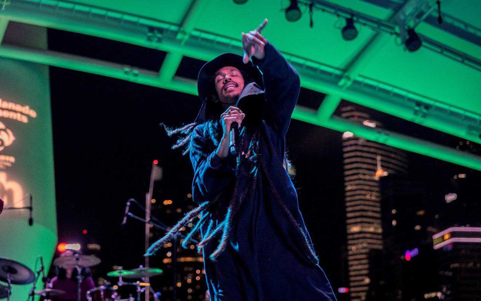 Image of musician performing at Esplanade Outdoor Theatre