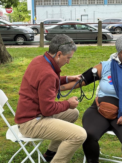 Community service blood pressure test
