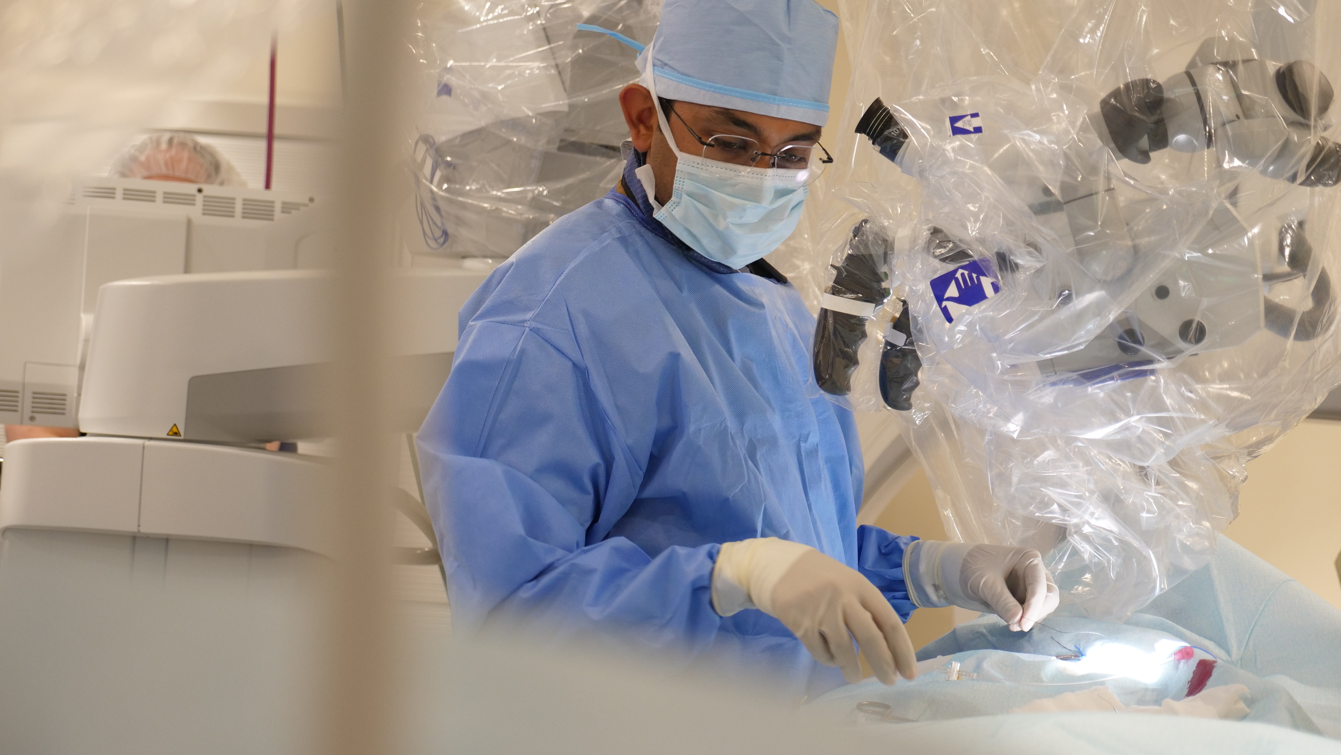 Dr. Visish Srinivasan in his research lab preparing to experiment.