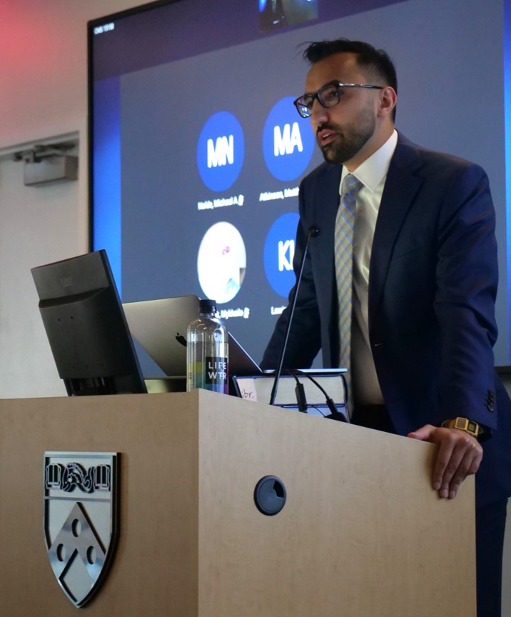 Neurosurgery resident Rashad Jabarkheel, MD presenting his research.