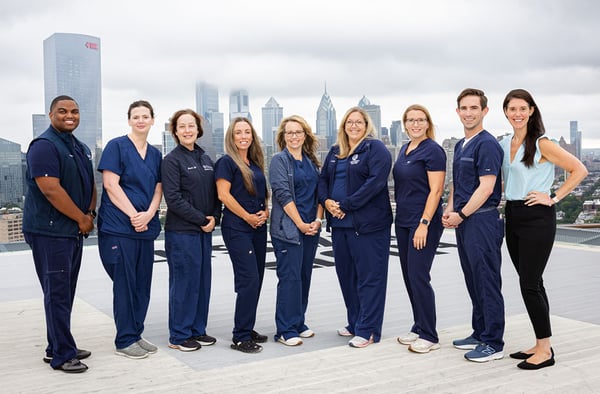 Team on helipad