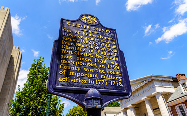 Historical sign in chester county