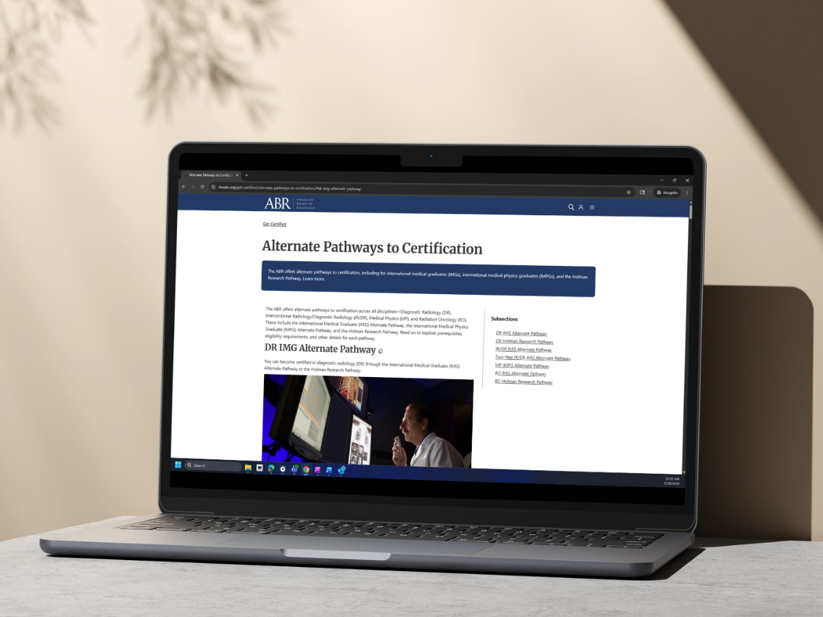 Laptop with a window open to the ABR Alternate-pathway website