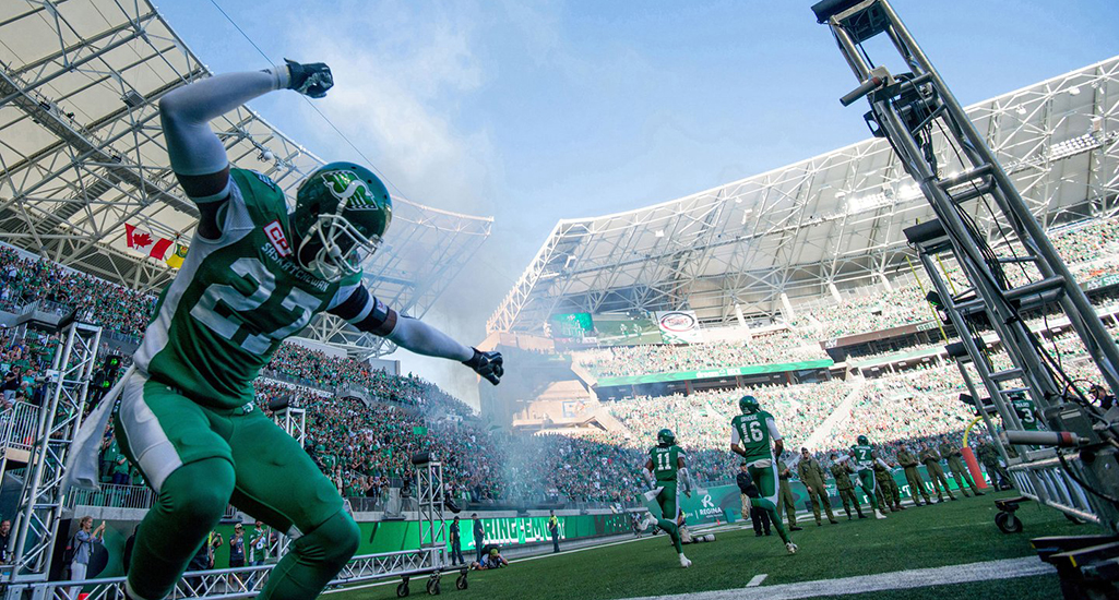 sask riders at mosaic stadium in regina