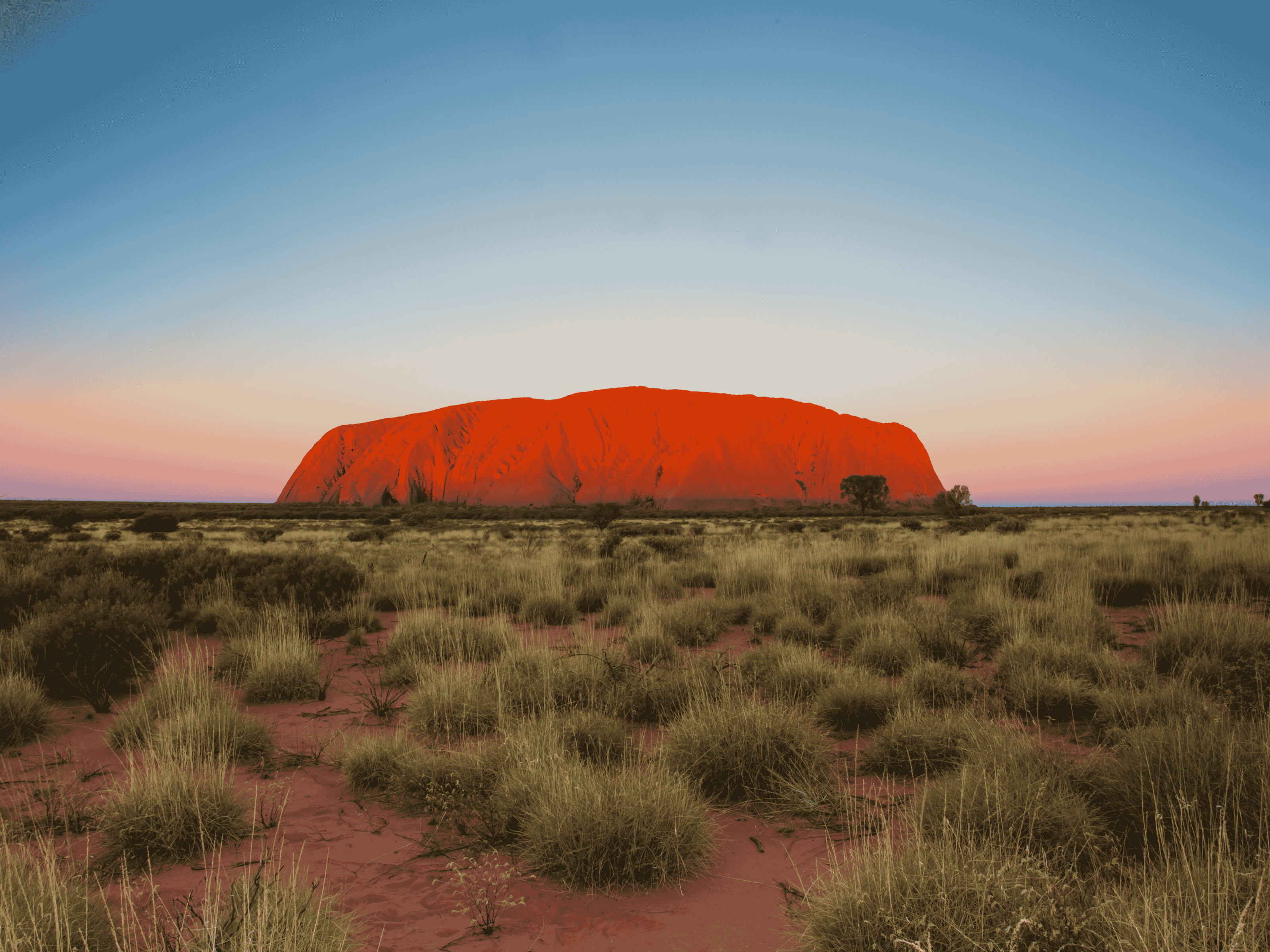 Uluru in Australia at dusk