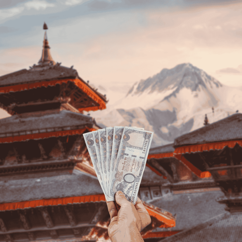 Nepalese Rupee Cash (NPR) notes in Nepal