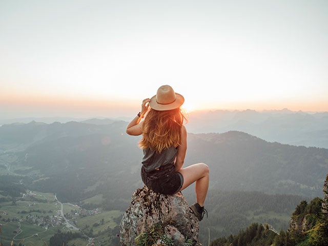 girl overlooking mountains