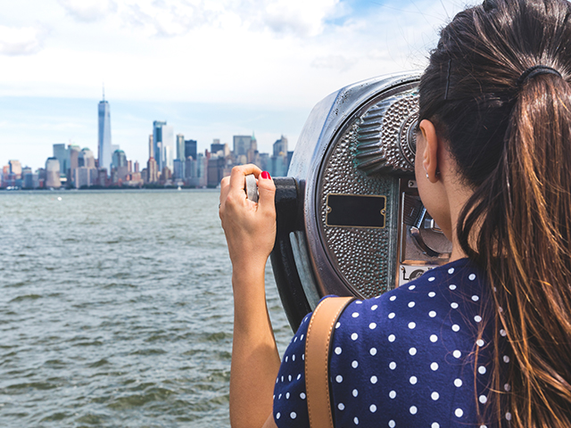 Girl overlooks new york