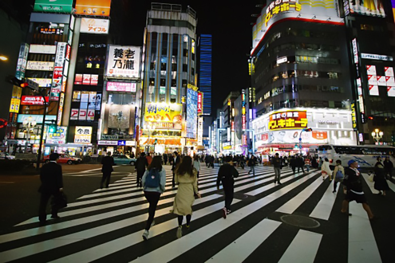 tourists in street