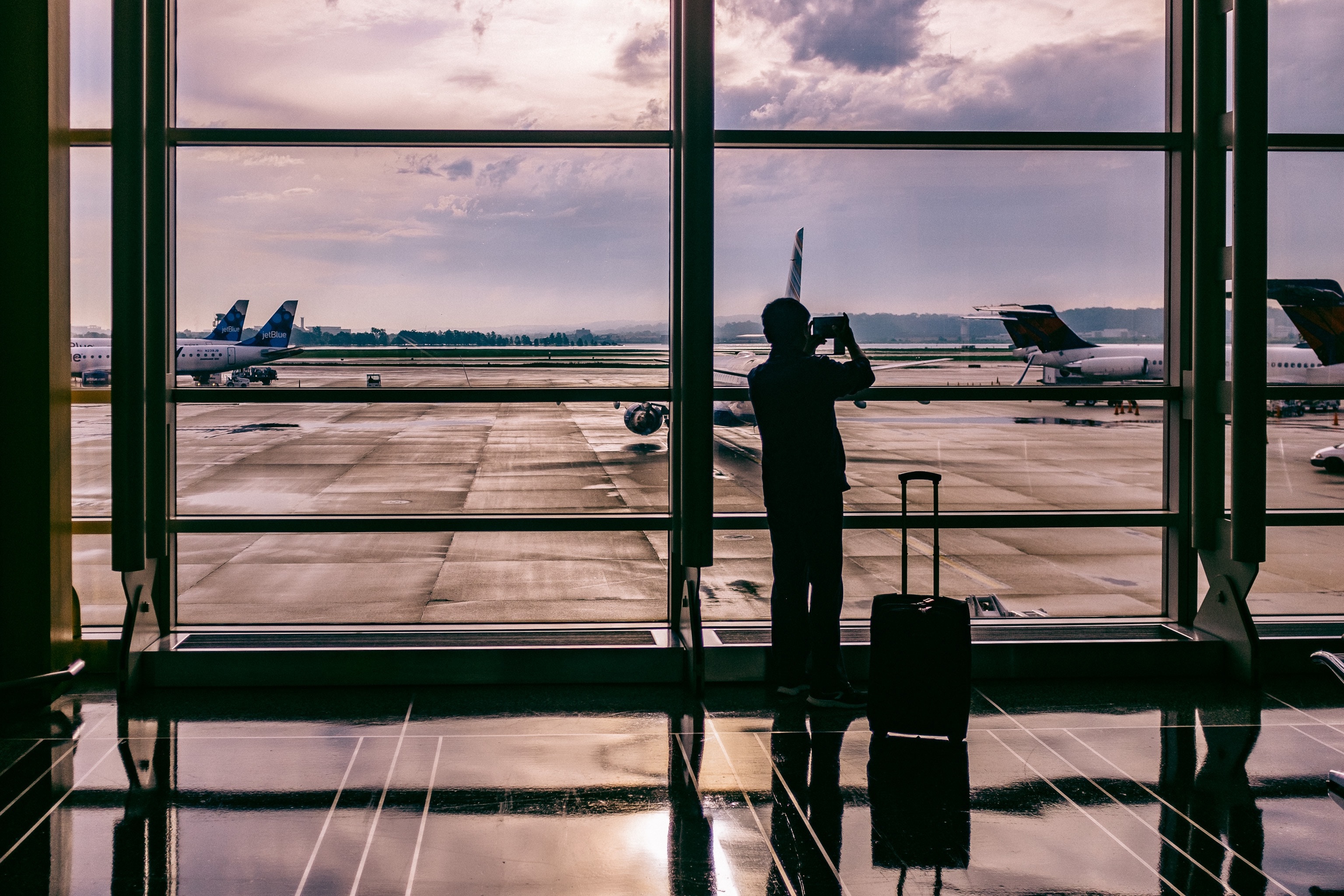 Sunset through airport window