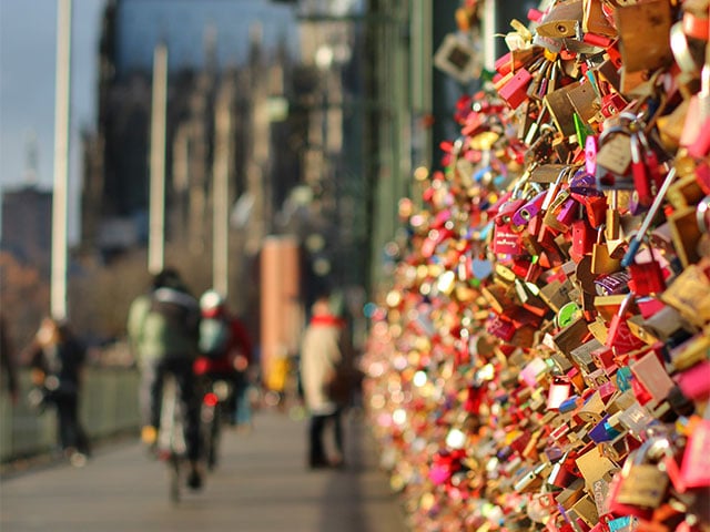 Love locks on a bridge