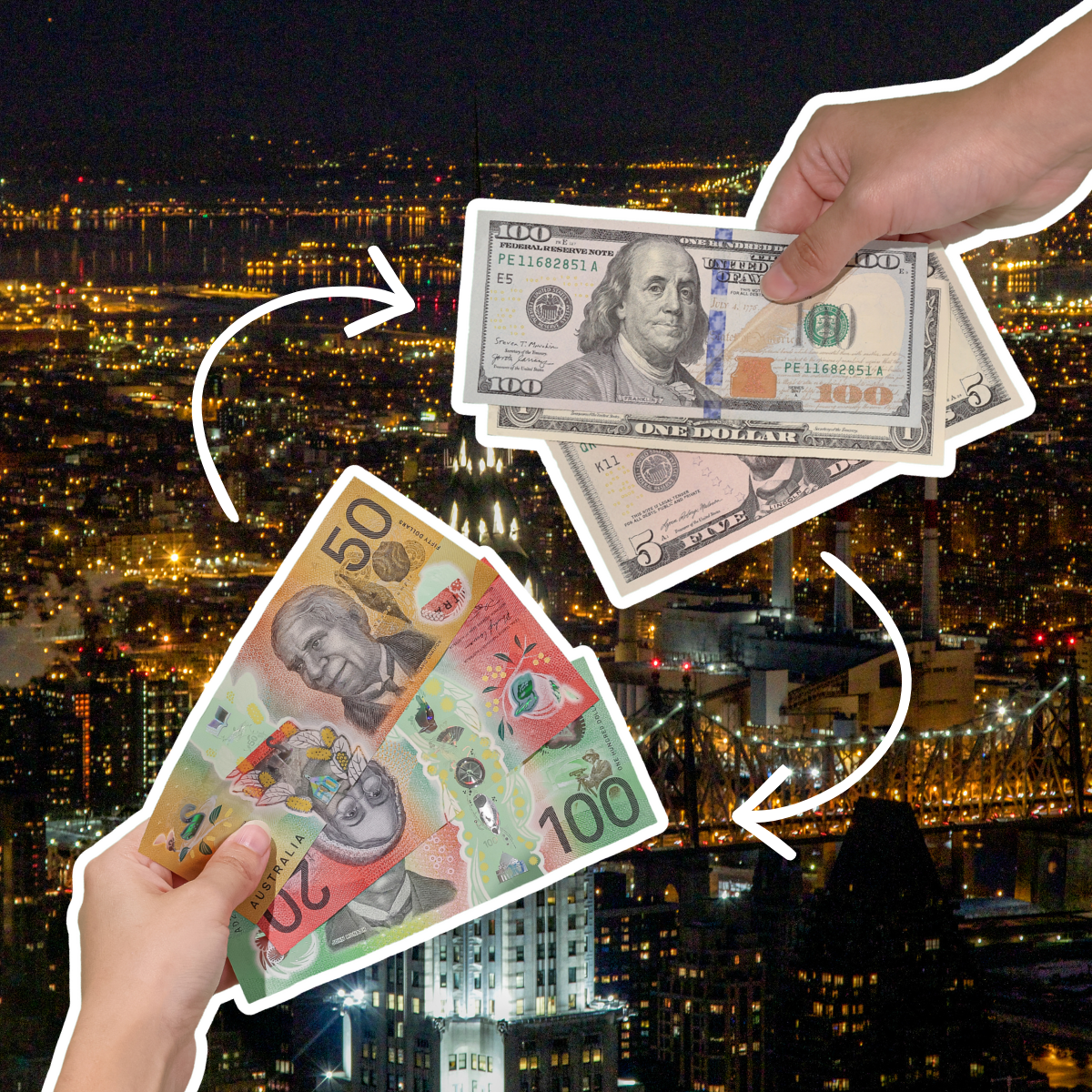 AUD and USD banknotes