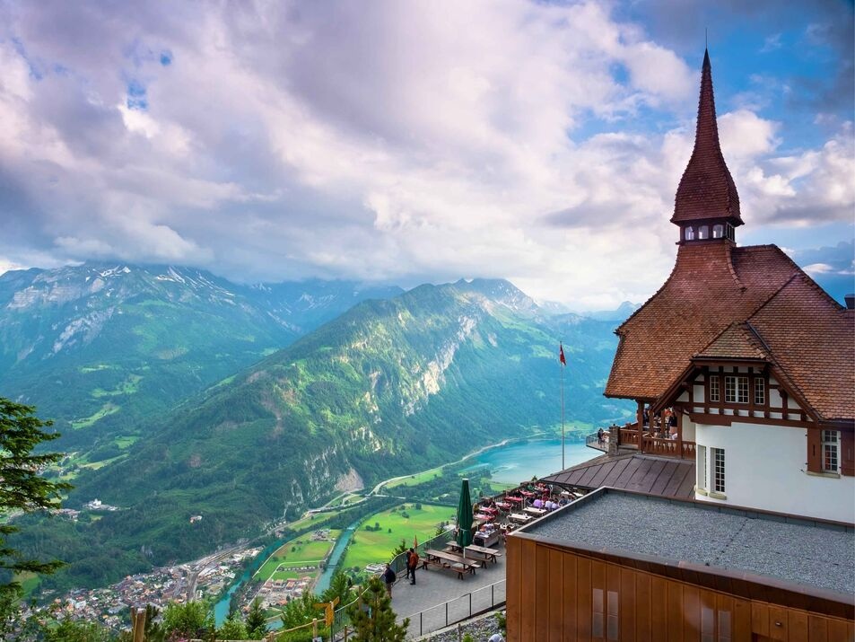 A view of the Swiss landscape from Harder Kulm Mountain