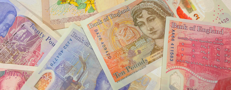 GBP notes closeup