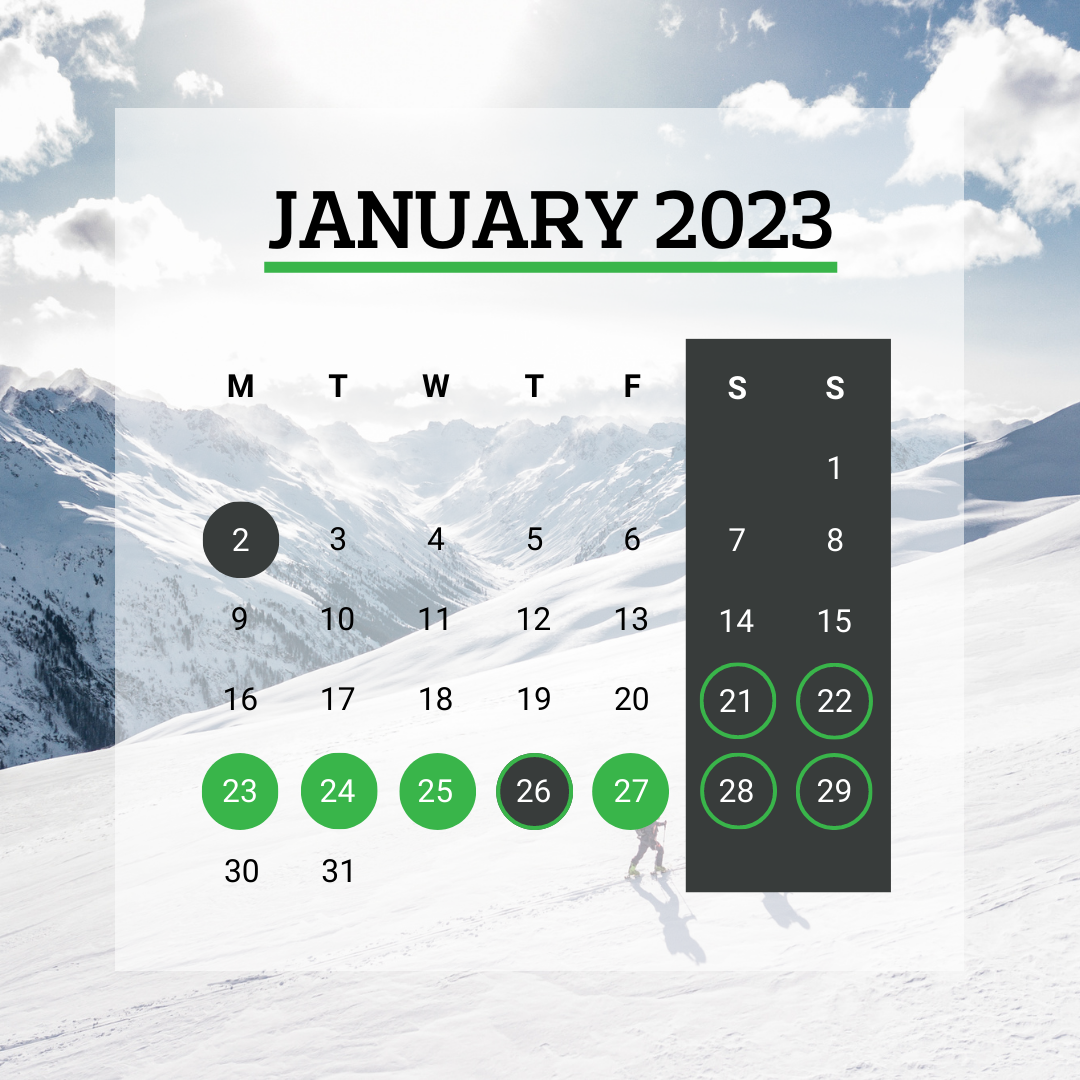 January Annual Leave Hacks Calendar 2023 January Annual Leave Hacks Calendar 2023