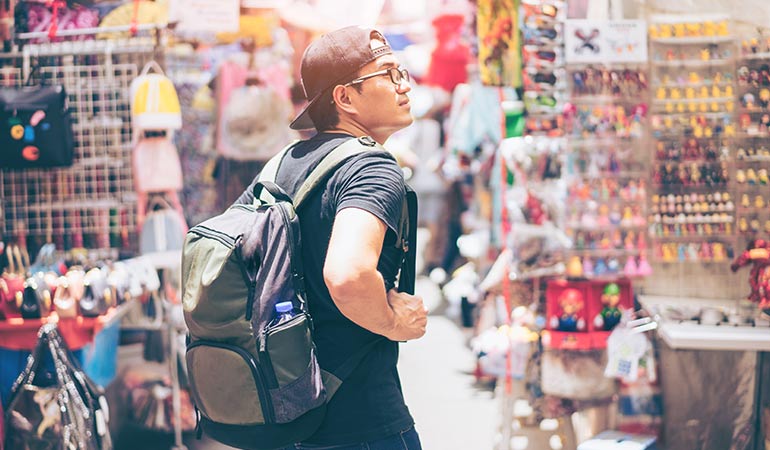 Man backpacking
