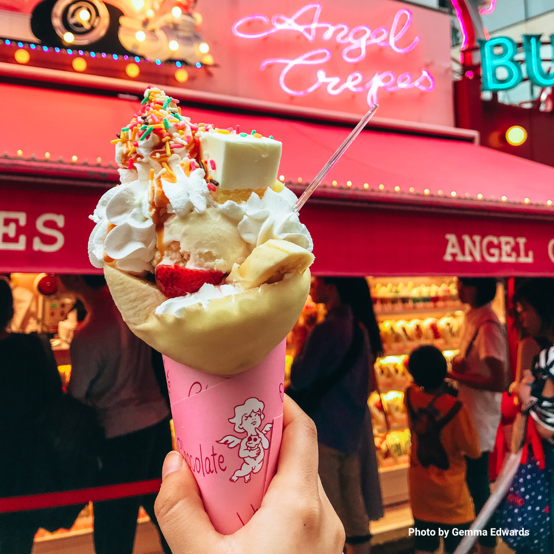 Cheesecake flavoured Harajuku crepes in Tokyo, Japan, by Gemma Edwards
