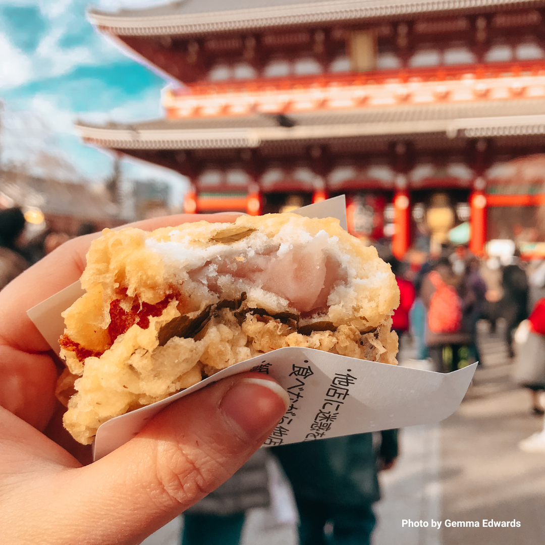 Sakura agemanju at Sensoji temple in Asakusa, Tokyo, Japan, by Gemma Edwards