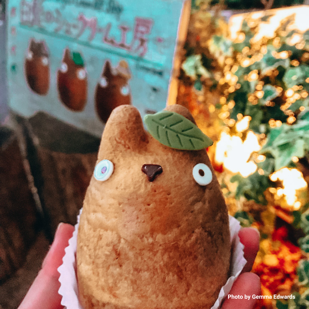 Ghibli-inspired Totoro shukuuriimu cream puff in Tokyo, Japan, by Gemma Edwards