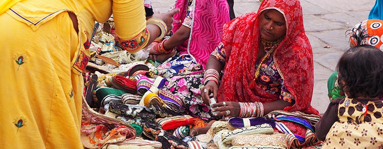 Indian women at markets