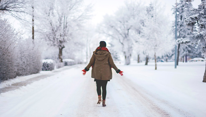 Girl in winter snow