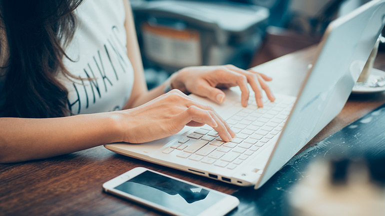 Lady using computer