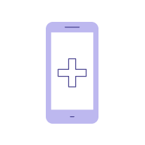 Smartphone with a medical cross on screen