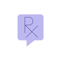 Prescription symbol in a speech bubble